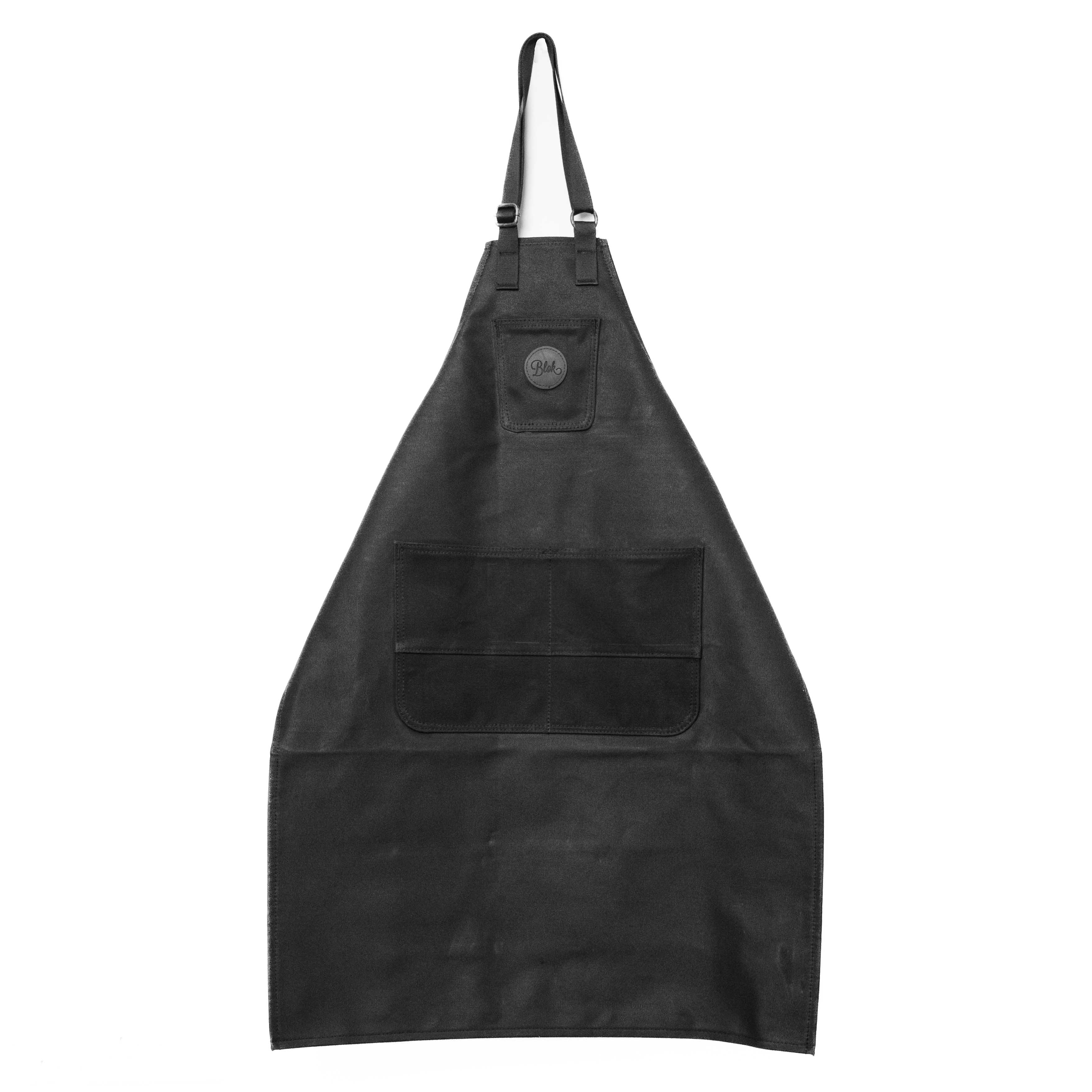 Black canvas apron with black Blok logo