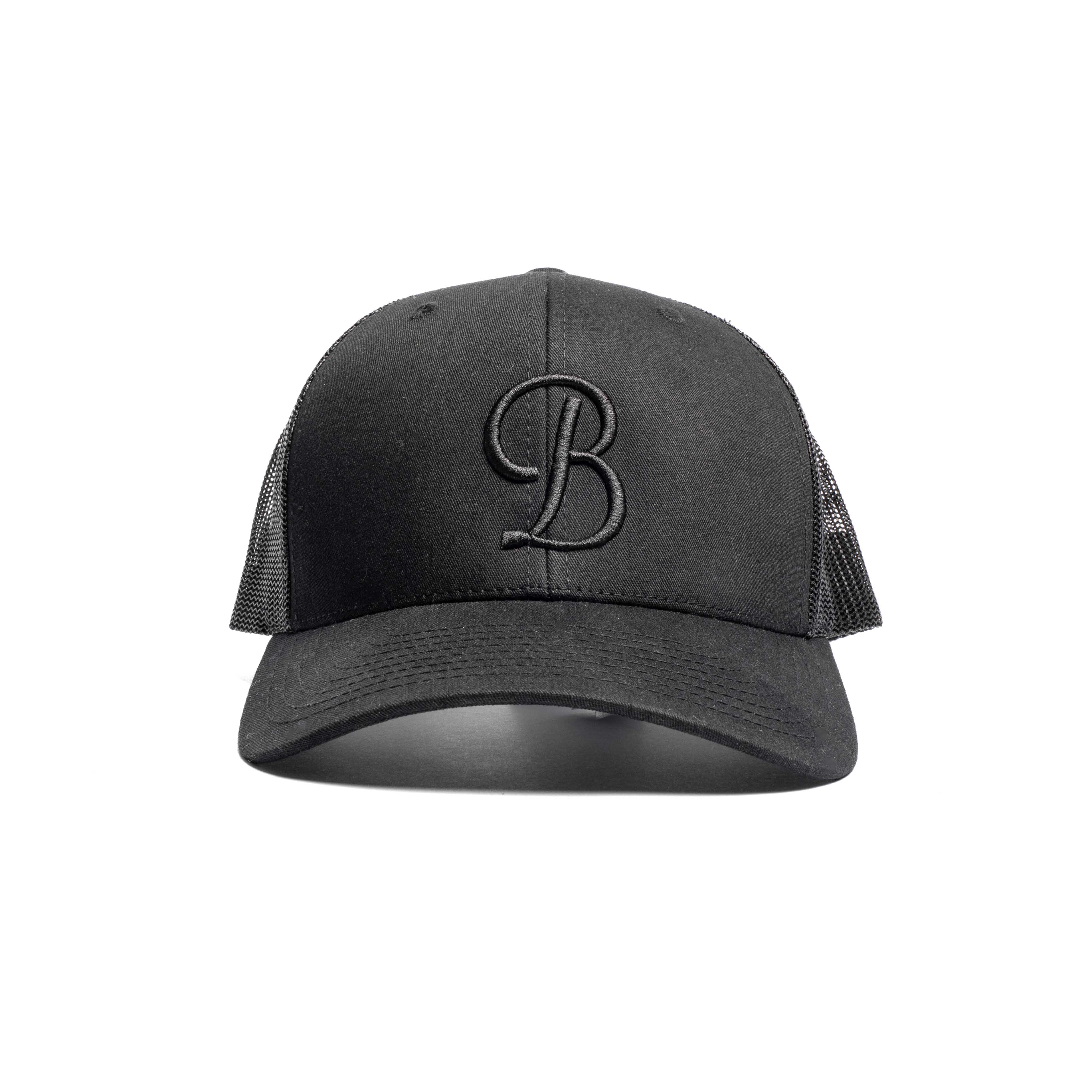 Black cap with a 'B'  logo on a white background