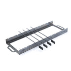 Metal skewer rack showing skewers